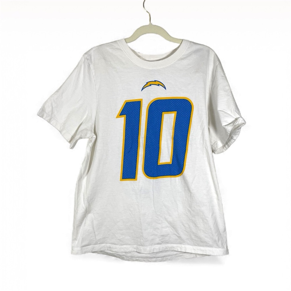 Nike Chargers Justin Herbert White Tee with Blue Logo - Size L